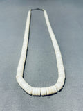 Native American Exquisite Vintage Santo Domingo White Shell Sterling Silver Necklace-Nativo Arts
