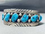 Tommy Moore Vintage Native American Navajo Morenci Turquoise Sterling Silver Bracelet-Nativo Arts