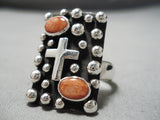 Fabulous Navajo Coral Sterling Silver Ring Native American-Nativo Arts