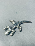 Whimsical Native American Navajo Sterling Silver Gecko Pin-Nativo Arts