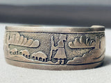 Sheep Family Vintage Native American Navajo Sterling Silver Hand Carved Bracelet-Nativo Arts