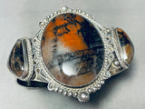 One Of The Finest Earlier Vintage Native American Navajo Petrified Wood Sterling Silver Bracelet-Nativo Arts