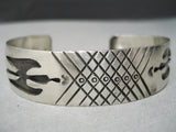 X Marks The Spot Vintage Native American Navajo Hand Tooled Sterling Silver Bracelet Old-Nativo Arts