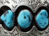 Advanced Silver Work Vintage Native American Navajo Turquoise Sterling Bracelet Cuff-Nativo Arts