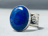 Vibrant Native American Navajo Lapis Sterling Silver Ring Signed-Nativo Arts