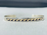 Mesmerizing Vintage Native American Navajo Sterling Silver 14k Gold Rolling Waves Bracelet-Nativo Arts