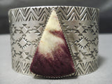 Colossal Native American Navajo Triangular Purple Shell Sterling Silver Bracelet-Nativo Arts