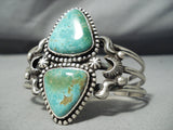 Signed Rare Turquoise Vintage Native American Navajo Royston Sterling Silver Bracelet-Nativo Arts