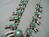 Women's Rare Turquoise Vintage Native American Navajo Sterling Silver Squash Blossom Necklace-Nativo Arts