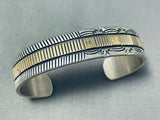 Outstanding Native American Navajo Sterling Silver & 14k Gold Bracelet, Signed-Nativo Arts