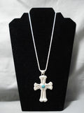 Native American Rare Vintage Ben Nighthorse Campbell Sterling Silver Turquoise Cross Necklace-Nativo Arts