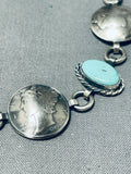 Excellent Native American Navajo #8 Turquoise Mine & Mercury Dimes Sterling Silver Bracelet-Nativo Arts