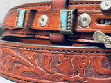 Native American One Of The Best Ever Vintage Navajo Turquoise Sterling Silver Belt-Nativo Arts