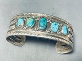 Early 1900's Vintage Native American Navajo Turquoise Silver Bracelet-Nativo Arts