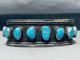Rare Vintage Native American Navajo Pilot Mountain Turquoise Sterling Silver Bracelet Old-Nativo Arts