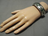 Museum Quality!! Vintage Native American Navajo Heavy Green Turquoise Sterling Silver Bracelet-Nativo Arts