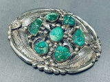 Mark Chee Early Hlmk Vintage Native American Navajo Turquoise Sterling Silver Buckle-Nativo Arts