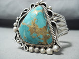 Ray Nez Native American Navajo Royston Turquoise Sterling Silver Huge Bracelet-Nativo Arts