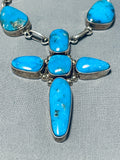One Of The Most Unique Vintage Native American Navajo Turquoise Cross Sterling Silver Necklace-Nativo Arts