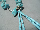 Impressive Vintage Navajo Native American Turquoise Sterling Silver Necklace Old-Nativo Arts