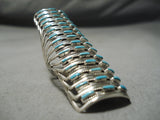 One Of The Tallest Vintage Native American Zuni Needle Turquoise Sterling Silver Ring-Nativo Arts