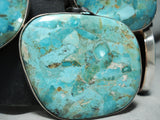 Huge Turquoise Slab Native American Navajo Sterling Silver Heavy Concho Belt-Nativo Arts