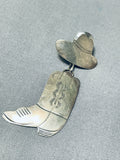 Whimsical Vintage Native American Navajo Cowboy Hat Boot Sterling Silver Tie Pin-Nativo Arts