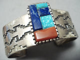 Museum Vintage Native American Navajo Protruding Inlay Sterling Silver Turquoise Bracelet-Nativo Arts
