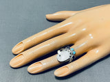 One Of The Most Unique Ever Vintage Native American Zuni Eagle Turquoise Sterling Silver Ring-Nativo Arts