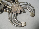 Intricate!! Vintage Native American Navajo Kachina Sterling Silver Squash Blossom Necklace Old-Nativo Arts