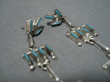 Fabulous Vintage Native American Zuni Turquoise Sterling Silver Naitve American Earrings Old-Nativo Arts