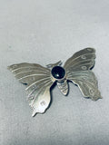 Beautiful Vintage Native American Navajo Black Onyx Sterling Silver Butterfly Pin-Nativo Arts