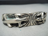 Detailed Heavy Vintage Native American Navajo Lizard Sterling Silver Bracelet-Nativo Arts