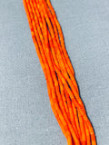 Native American One Of The Finest Santo Domingo Coral Tubule Sterling Silver Necklace-Nativo Arts
