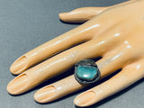 Amazing Leaf Vintage Native American Navajo Turquoise Sterling Silver Ring Old-Nativo Arts