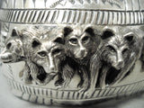 Pack Of Wolves Native American Navajo Sterling Silver Bracelet Cuff-Nativo Arts