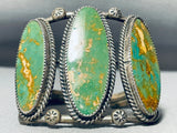 Best Triple Long Green Turquoise Vintage Native American Navajo Sterling Silver Bracelet-Nativo Arts