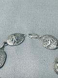 Ancient Native American Navajo Petroglyph Vintage Native American Navajo Yazzie Sterling Silver Link Bracelet-Nativo Arts