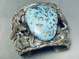 Native American 230 Gram Heavy Huge Lizard Turquoise Sterling Silver Bracelet-Nativo Arts