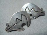 Adorable Vintage Navajo Sterling Silver Bear Earrings Native American-Nativo Arts