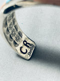 Very Detailed Vintage Native American Navajo Turquoise Inlay Sterling Silver Bracelet-Nativo Arts