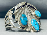 Harry Kee Vintage Native American Navajo Blue Thunder Turquoise Sterling Silver Bracelet-Nativo Arts