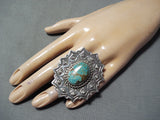 Amazing San Felipe Native American 8 Turquoise Sterling Silver Ring-Nativo Arts