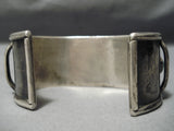 Heavy Wide Vintage Native American Navajo Hand Wrought Silver Sterling Silver Turquoise Bracelet-Nativo Arts