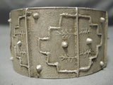 Incredibly Heavy Native American Sterling Silver Geomtric Bracelet-Nativo Arts