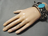 Detailed Scorpion Native American Navajo Turquoise Sterling Silver Bracelet Cuff-Nativo Arts
