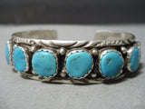 Authentic Vintage Native American Navajo Turquoise Sterling Silver Row Bracelet-Nativo Arts