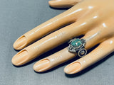 Brilliant Native American Navajo Green Turquoise Sterling Silver Huge Ring-Nativo Arts