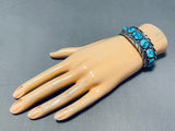 Gorgeous Vintage Native American Navajo 11 Kingman Turquoise Sterling Silver Bracelet-Nativo Arts