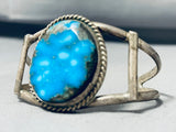 Very Rare Battle Mountain Turquoise Vintage Native American Navajo Sterling Silver Bracelet-Nativo Arts